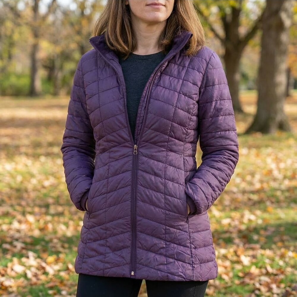 Xersion Womens Quilted Purple Puffer Jacket S Lightweight Nylon/Polyester Warm C
